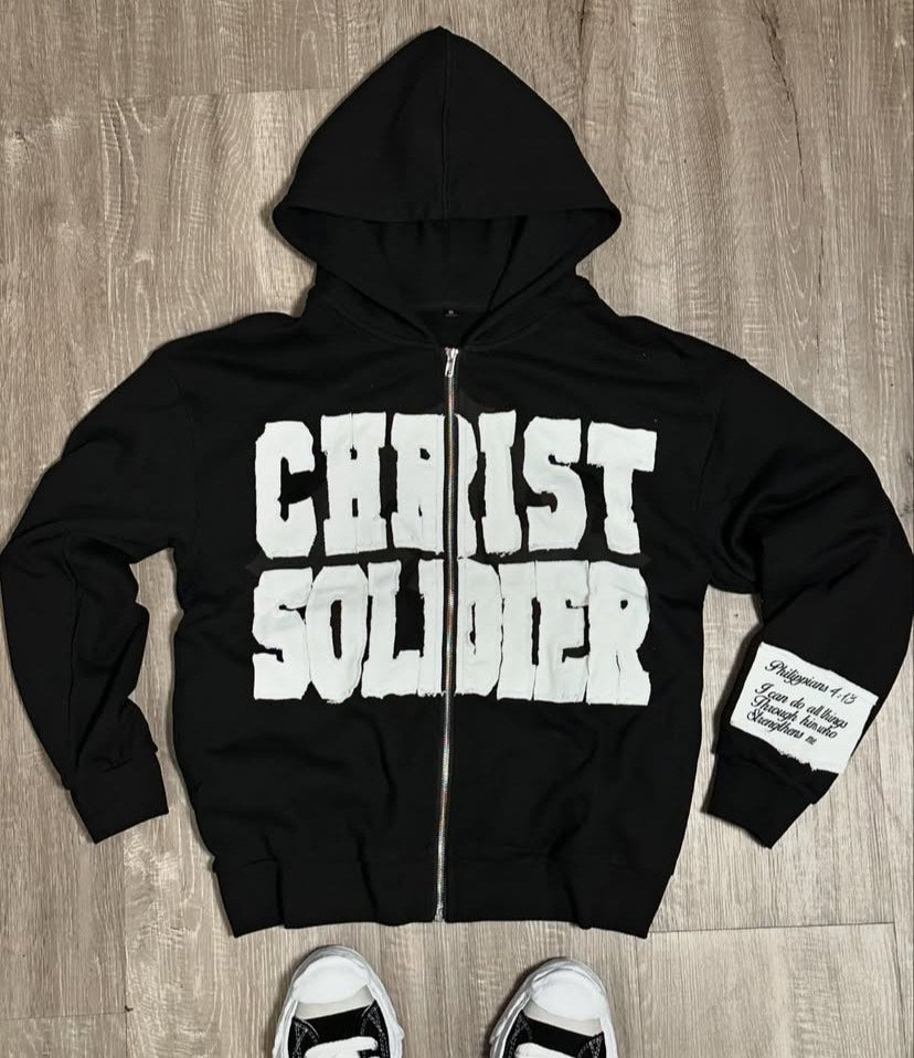 CHRIST SOLDIER BLACK ZIPUP